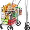 Wellmax Shopping Cart with Wheels, Metal Grocery Cart with Wheels, Shopping Carts For Groceries