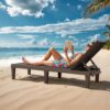 Outdoor Chaise Lounge Chair Set of 2 for Patio Poolside, Waterproof & Adjustable & Easy Assembly Sun Lounger for Outside Deck, Pool, Beach, Black