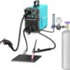 145A MIG Welder, 110V/220V Dual Voltage Gas/Gasless Flux Core MIG Welder/Lift TIG/Stick 3 in 1 Synergic MIG145 9GEN Welding Machine, Flux/Solid Welder Digital Screen Display