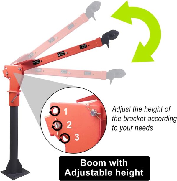 96e68e363a36420a9e458707121d416a 1100lb Folding Dismountable Household Hoist Truck Crane with Electric Hoist (110V) – 880lb Pulling Force, Jib Cranes for Factory, Warehouse, Construction