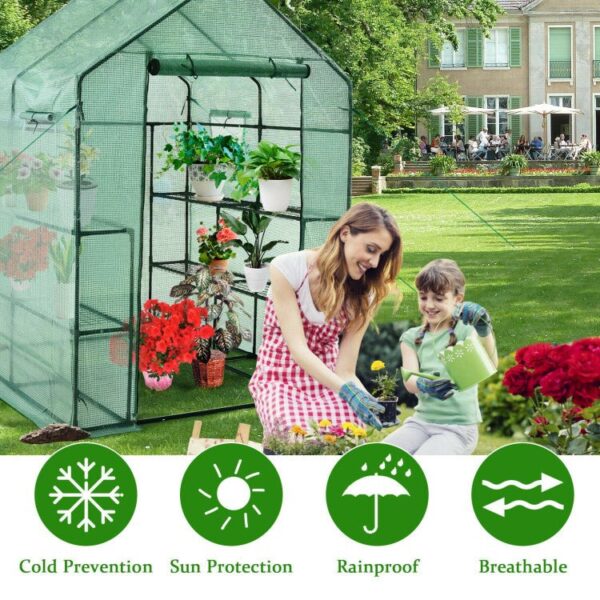 98f039f3b2c64d7cbe4f8ac7b31279fb Premium 56-Inch Walk-In Large Garden Greenhouse W/ Observation Windows