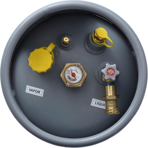 99ab254f246b4fbb899901f3be5c6265 Steel Forklift Propane Tank Cylinder with Built-in Gauge, Gray-Flame King