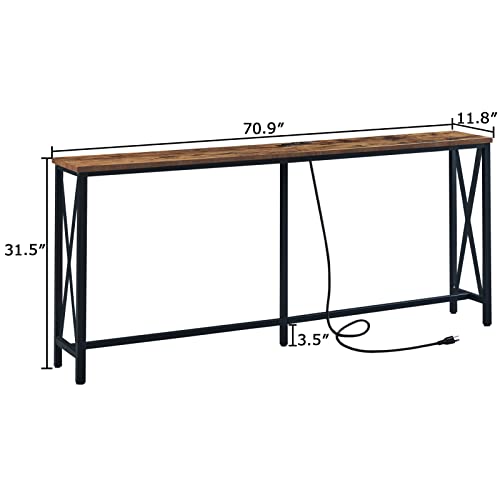 9a5dbf7354f044538f50444d9e6096fd SUPERJARE 70 Inch Console Table with 2 Outlet and 2 USB Ports