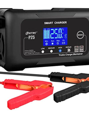 25-Amp Smart Battery Charger,Lithium,LiFePO4,Lead-Acid AGM/Gel/SLA.. Car Battery Charger,Trickle Charger, Maintainer/deep Cycle Charger,12V/25A and 24V/13A,for Motorcy,Boat,Lawn Mower,Golf cart..