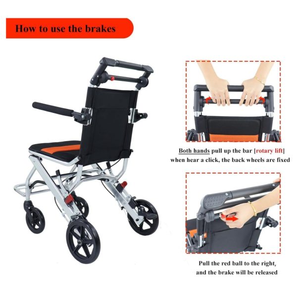 9b1453a986b9424fb94e0c5905e00207 Ultra-Light Portable Folding Wheelchair, Travel-Friendly with Handbrake, 220 lbs Capacity, Ideal for Elderly & Children, 34.2×32.6 Unfolded Dimensions