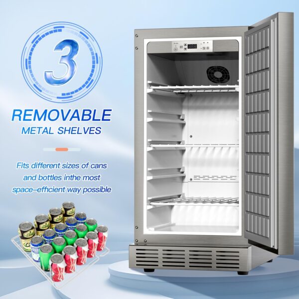 9b68a124a7c3453a8ec971291d39f340 15 Inch Outdoor Refrigerator, Weather Proof Stainless Steel Beverage Beer Cooler Under Counter Fridge, Indoor/Outdoor Refrigerator with 3 Shelves for Patio Kitchen and Commercial Use