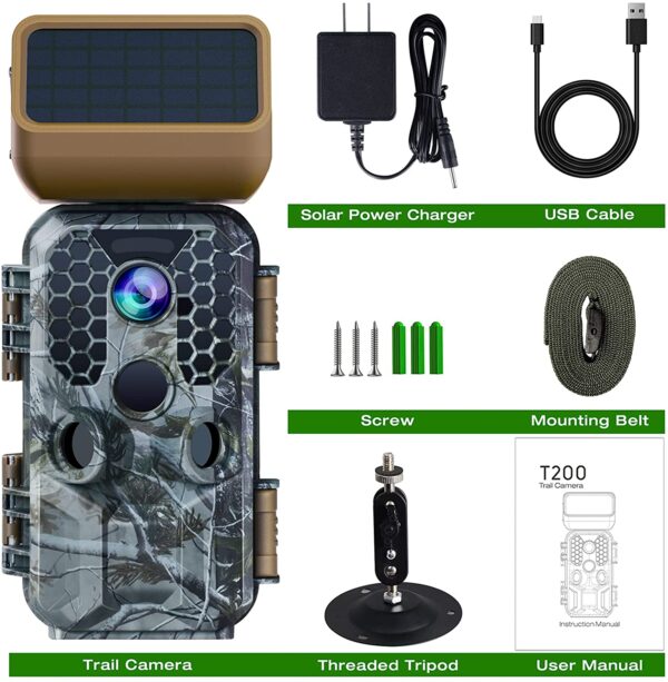 9bbd126fd47343e68e98dfc0839f2e6c T200 4K 30MP Solar panel Trail Camera with WiFi Bluetooth