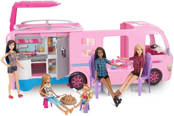 9bfa1af195534d89ac2d929a25eb7f7c 3-in-1 DreamCamper Vehicle, approx. 3-ft, Transforming Camper with Pool, Truck, Boat and 50 Accessories, Makes a Great Gift for 3 to 7 Year Olds