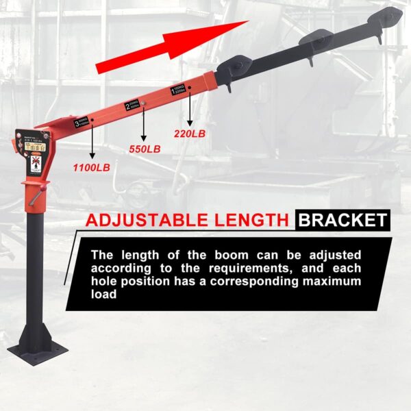 9c711ea03beb45588bd2799b762c05ec 1100lb Folding Dismountable Household Hoist Truck Crane with Electric Hoist (110V) – 880lb Pulling Force, Jib Cranes for Factory, Warehouse, Construction
