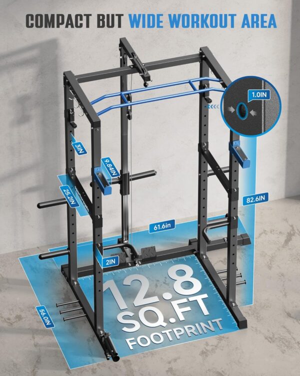 9ce03821490841e5ae9d25702531a0d2 Sportsroyals Power Cage,1600lbs Multi-Function Power Rack with Adjustable Cable Crossover System and More Training Attachment, Weight Cage for Home Gym