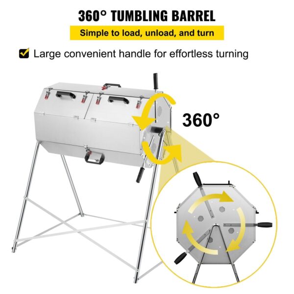 9d5816a17f334a84b744f9e3ebe5717b Premium 33 Gallon Steel Outdoor Compost Tumbler Bin With Dual-Chamber
