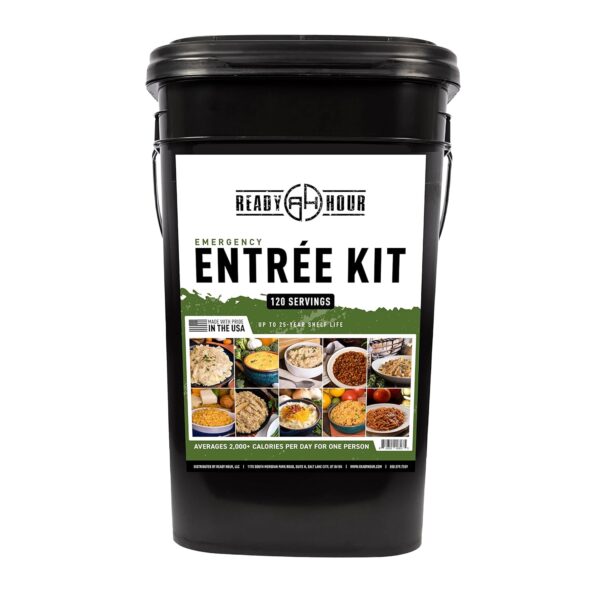 9d8c36b8df714ea8a76d331a2972377e Ready Hour, Emergency Meal Entrées, Real Non-Perishable Meals, 25-Year Shelf Life, Portable Flood-Safe Container, 120 Servings