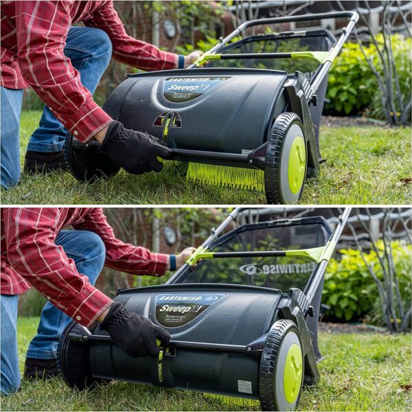 9dbaa5e4562e43fab585443e0843c4fa 21-Inch Width Leaf & Grass Push Lawn Sweeper, Black