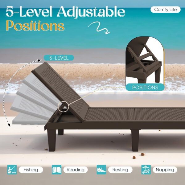 9deb61104b1d44b088d4b80f51ab2124 Outdoor Chaise Lounge Chair Set of 2 for Patio Poolside, Waterproof & Adjustable & Easy Assembly Sun Lounger for Outside Deck, Pool, Beach, Black