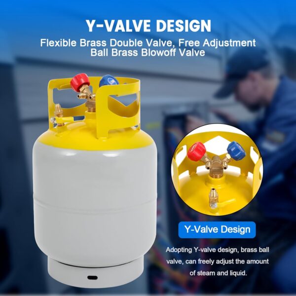 9f73eefae62f47c09f3bce070aa01bb0 30 LB Refrigerant Recovery Tank for R12, R22, R134A, R410A Refrigerant with 1/4 SAE Y-Valve Liquid/Vapor Reclaim Tank AC Freon Recovery Tank Refrigerant Recovery Cylinder Tank Reusable-FAHKNS