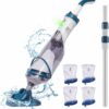Pool Vacuum for Above Ground Pool with a Telescopic Pole, Running time up to 1H, T403 Handheld Rechargeable Pool Cleaner with Powerful Suction up to 18.5 gallons/min, Ideal for Leaves, Debris