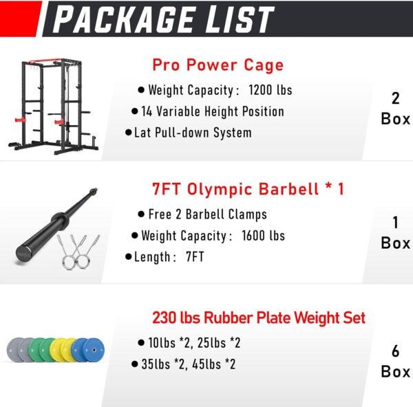 a09d1272bfad4c5ba136c1bf4ac49813 Sportsroyals Power Cage,1600lbs Multi-Function Power Rack with Adjustable Cable Crossover System and More Training Attachment, Weight Cage for Home Gym