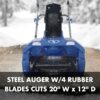 24V-X2-20SB 20-Inch 48 Cordless Snow Blower, Kit (w/2 x 24-Volt 4.0-Ah Batteries and Charger)