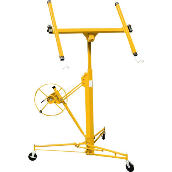 a1b68c69b84849b4a3e46851eb0e9890 Stark USA 65044 65044 Drywall Lift 11' Yellow Rolling Sheetrock Panel Hoist Jack