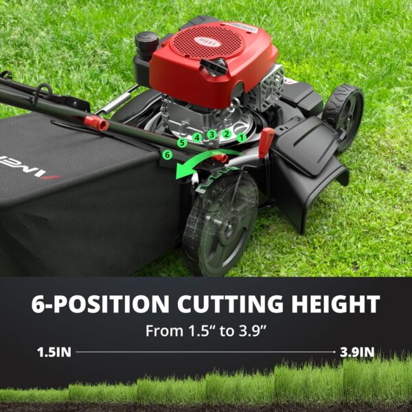 a466bcefcb28467c9854d7eb48b03c4f 21" Steel Deck Gas Lawn Mower, Heavy-Duty 3-in-1 Push Mower, 144cc 4-Stroke Engine, 6-Position Height Adjustment, Large 1.4 Bushel Grass Catcher, Durable & Efficient for Yard & Garden