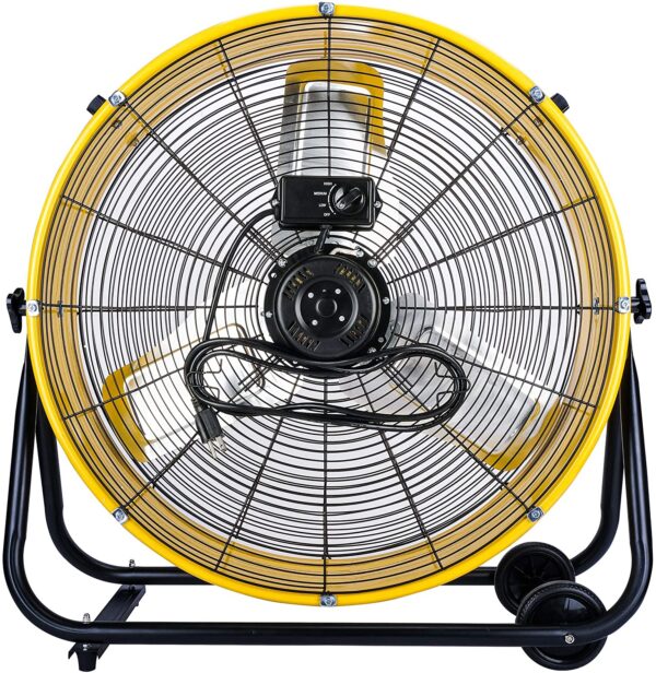 a46a55790b8045bdaed7c12ab5abbdfd Tornado 24 Inch Grade UL Listed High Velocity Movement Heavy Duty Drum 3 Speed Air Circulator Fan 7800 CFM-Industrial, Commercial, Residential, and Greenhouse Use, Yellow