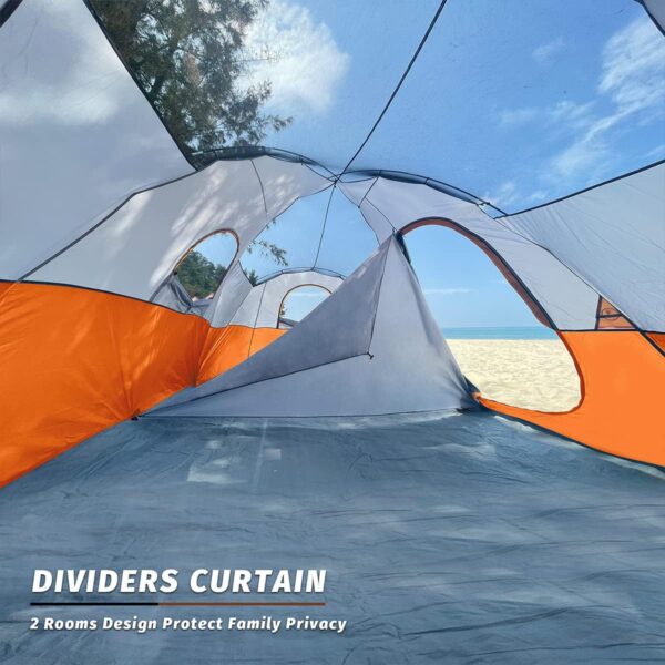a5510ee00acc442aab4ec992d0325afd UNP Camping Tent 10-Person-Family Tents, Parties, Music Festival Tent, Big, Easy Up, 5 Large Mesh Windows, Double Layer, 2 Room, Waterproof, Weather Resistant, 18ft x 9ft x78in