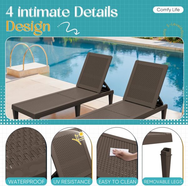 a7a41b8548f24b739a80f3e7aa6b9dde Outdoor Chaise Lounge Chair Set of 2 for Patio Poolside, Waterproof & Adjustable & Easy Assembly Sun Lounger for Outside Deck, Pool, Beach, Black