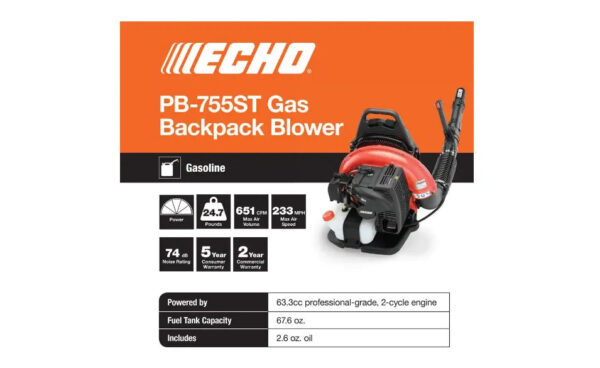a866632606ca4fd6b93aa83f8c88a2cf 233 MPH 651 CFM 63.3cc Gas 2-Stroke Cycle Backpack Leaf Blower with Tube Throttle