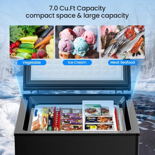 a8ede6d57ba544aba77a750030e5bca9 3.5 Cubic Feet Chest Freezer with 2 Removable Baskets Free Standing Top Open Door Compact Freezer with Adjustable Temperature for Home/Kitchen/Office/Bar (3.5 Cubic Feet, White)