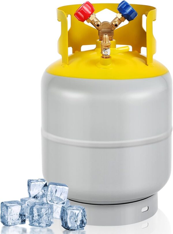 a91fa843acff48b8bef3df4d21d41168 30 LB Refrigerant Recovery Tank for R12, R22, R134A, R410A Refrigerant with 1/4 SAE Y-Valve Liquid/Vapor Reclaim Tank AC Freon Recovery Tank Refrigerant Recovery Cylinder Tank Reusable-FAHKNS