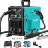 145A MIG Welder, 110V/220V Dual Voltage Gas/Gasless Flux Core MIG Welder/Lift TIG/Stick 3 in 1 Synergic MIG145 9GEN Welding Machine, Flux/Solid Welder Digital Screen Display