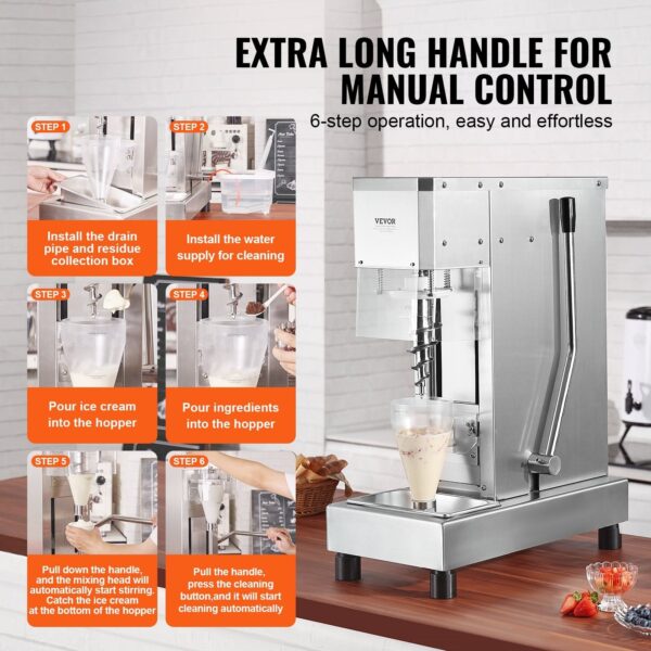 a9cd8b0928ec4c92b8489a54eff906c4 Vevor Ice Cream Blender 750W High Speed Mixer 1740 RPM 304 Stainless Steel New