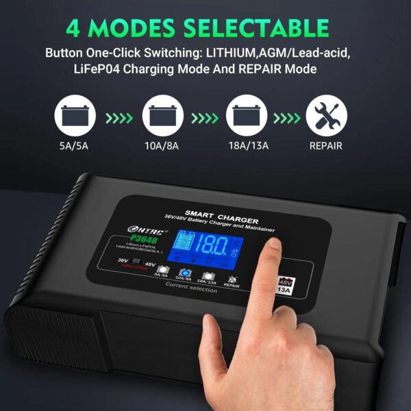 aad7eb9abba74bb0b07922f2425bd5e0 36 Volt Golf cart Charger 18-Amp Smart Charger, Car Battery Charger,Trickle Charger,36V,18-Amp and 48V,13-Amp,Lithium,LiFePO4,Lead-Acid AGM/Gel/SLA.Battery Charger, for EZGO TXT,Car, Boat.