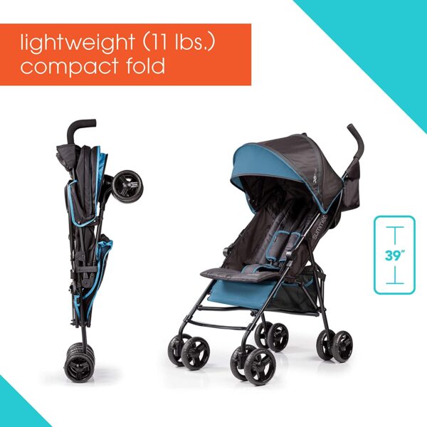 3Dmini Convenience Stroller, Blue/Black �� Lightweight Infant Stroller with Compact Fold