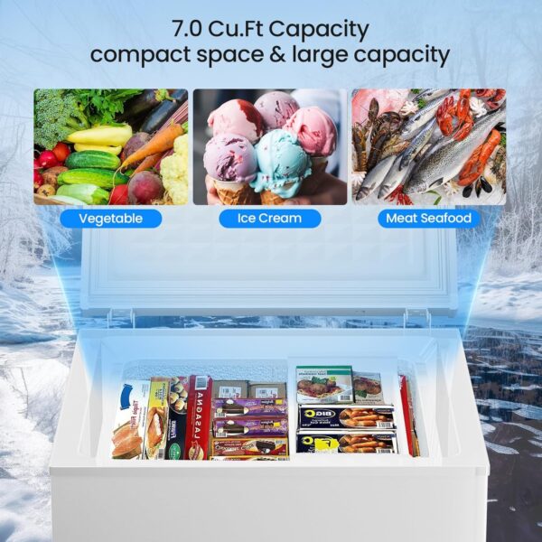 acb88d8c468e491d8a346b3185654676 3.5 Cubic Feet Chest Freezer with 2 Removable Baskets Free Standing Top Open Door Compact Freezer with Adjustable Temperature for Home/Kitchen/Office/Bar (3.5 Cubic Feet, White)