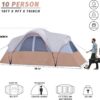 UNP Camping Tent 10-Person-Family Tents, Parties, Music Festival Tent, Big, Easy Up, 5 Large Mesh Windows, Double Layer, 2 Room, Waterproof, Weather Resistant, 18ft x 9ft x78in