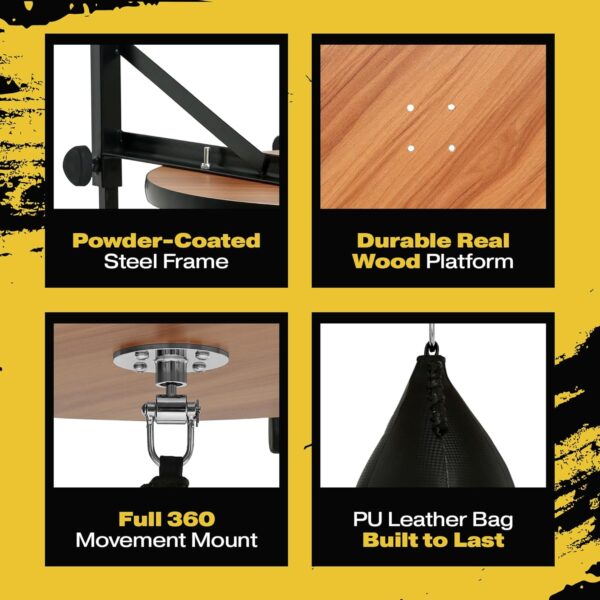 ad3b274d427949b88197d6f3fcdca677 Speed Bag, Speed Bags for Boxing, Speed Bag Platform, Boxing Speed Bag, Speed Bag Boxing, Speedbag, Speed Punching Bag, Speed Bag Mount, Wall Mount Kit, Adjustable Height, Black Swivel Speed Ball