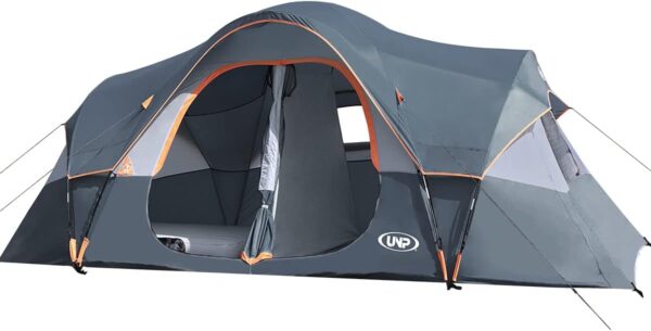 ae42a68b225940a59aea2d9ba568c813 UNP Camping Tent 10-Person-Family Tents, Parties, Music Festival Tent, Big, Easy Up, 5 Large Mesh Windows, Double Layer, 2 Room, Waterproof, Weather Resistant, 18ft x 9ft x78in