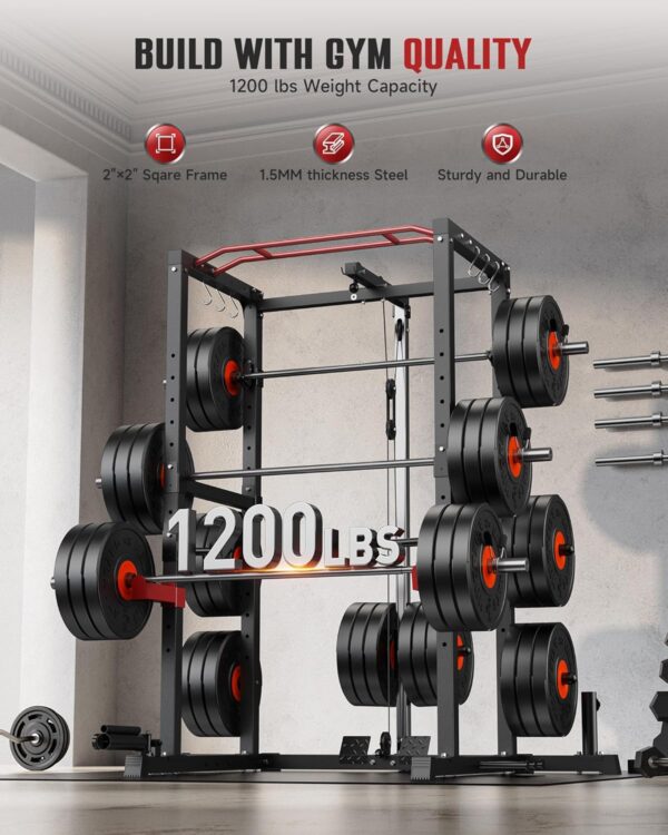 af701b8806e04ba6aa4210d88b97bd0a Sportsroyals Power Cage,1600lbs Multi-Function Power Rack with Adjustable Cable Crossover System and More Training Attachment, Weight Cage for Home Gym