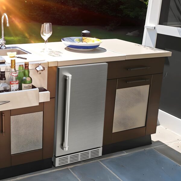 afb38c7f0f7d4382b296b566202e8567 15 Inch Outdoor Refrigerator, Weather Proof Stainless Steel Beverage Beer Cooler Under Counter Fridge, Indoor/Outdoor Refrigerator with 3 Shelves for Patio Kitchen and Commercial Use