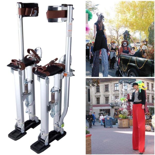 b0407514f4dc4134bad98e3d6dbf2b91 24-40 Adjustable Aluminum Drywall Stilts 227Lbs Load Capacity 3-Position Heel Bracket Dual Action Springs for Painting Taping or Cleaning Silver US Delivery (Silver)