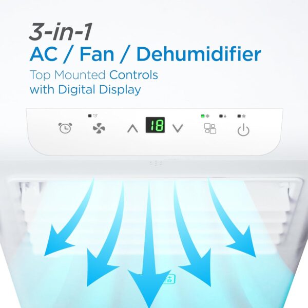 b053b0a9c34b47f0962a5b5e5c0e2a72 Portable Air Conditioner, 12,000 BTU (8,000 BTU SACC) for Rooms up to 550 Sq. Ft., Portable AC with Follow Me Remote Control and Window Kit, BPACT12WT, White