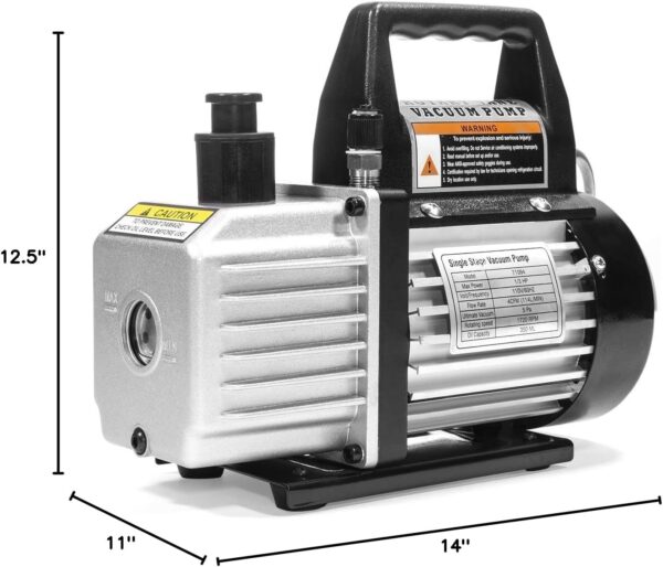 b0a2a80690fb4a46b87ff4644ac6f777 Premium 4CFM Air Vacuum Pump HVAC A/C Refrigeration Kit AC Manifold Gauge Case Set R134a Tap w/Leak Detector and Carrying Tote Bag