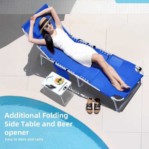 b36a6dc498f84b8db071f66d63e4ef5b 3-in-1 Outdoor Sun Tanning Lounge Chair with Face Hole – 5-Position Recliner, Folding Side Table & Removable Pillow, 330lbs Capacity, Blue