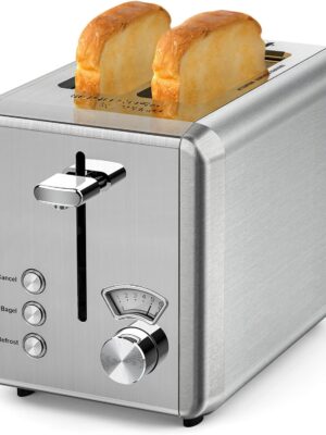 whall Toaster 2 slice Stainless Steel Toasters with Bagel, Cancel, Defrost Function, for Various Bread Types