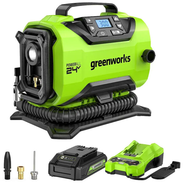 b66c0e2e7cfd4f63a21be27fe3f85f94 24 Volt Battery Powered 160-PSI Inflator with 2.0 Ah USB-C Battery & Charger - Green
