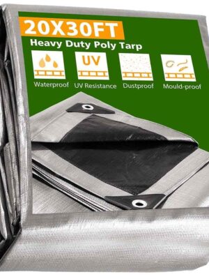 20�30 ft Heavy-Duty Tarp Shelter Cover Tarpaulin, Silver