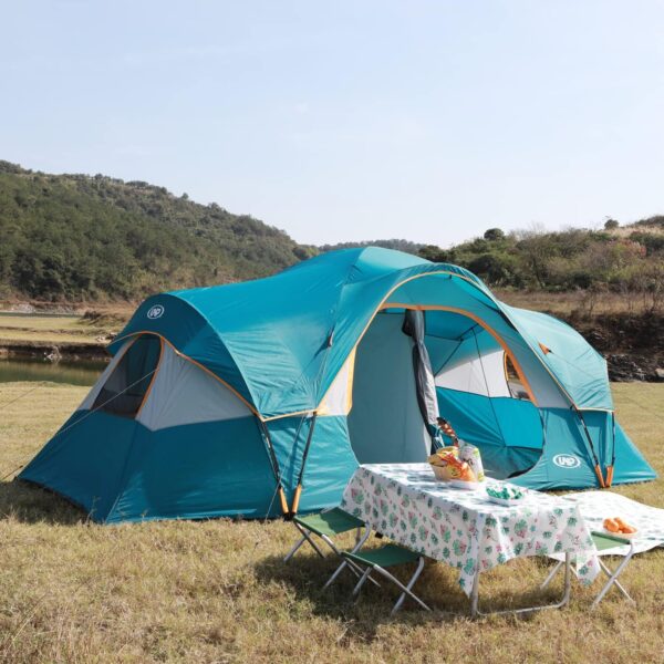 ba113432a8d14a17b053582680ef538e UNP Camping Tent 10-Person-Family Tents, Parties, Music Festival Tent, Big, Easy Up, 5 Large Mesh Windows, Double Layer, 2 Room, Waterproof, Weather Resistant, 18ft x 9ft x78in