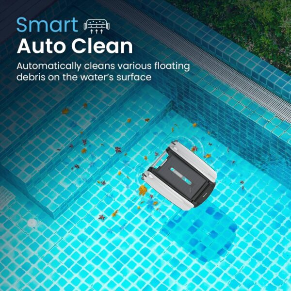 ba950d2c07394623965990e263f22b36 Solar Powered Automatic Robotic Pool Surface Skimmer Cleaner with 24/7 Continuous Cleaning Battery Power and Re-Engineered Twin Salt Chlorine Tolerant Motors (Blue)