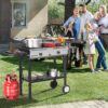 2 Burner Outdoor Propane Gas Stove with Griddle, Auto-ignition, Regulator & Side Shelves, 150,000 BTU Powerful Stand Cooker for Backyard Cooking Home Brewing Canning Frying Grilling